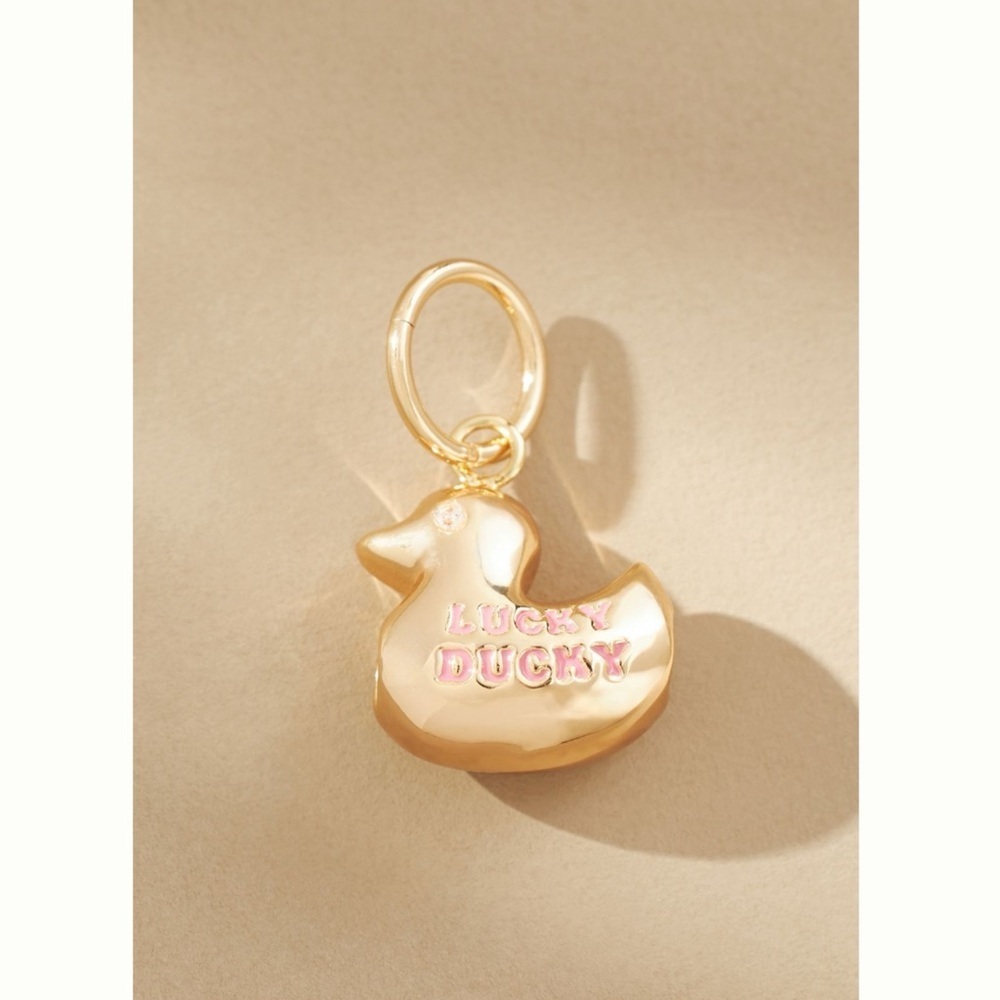 Anthropologie Gold Plated Lucky Duck Charm Pendant - Picture 2 of 8